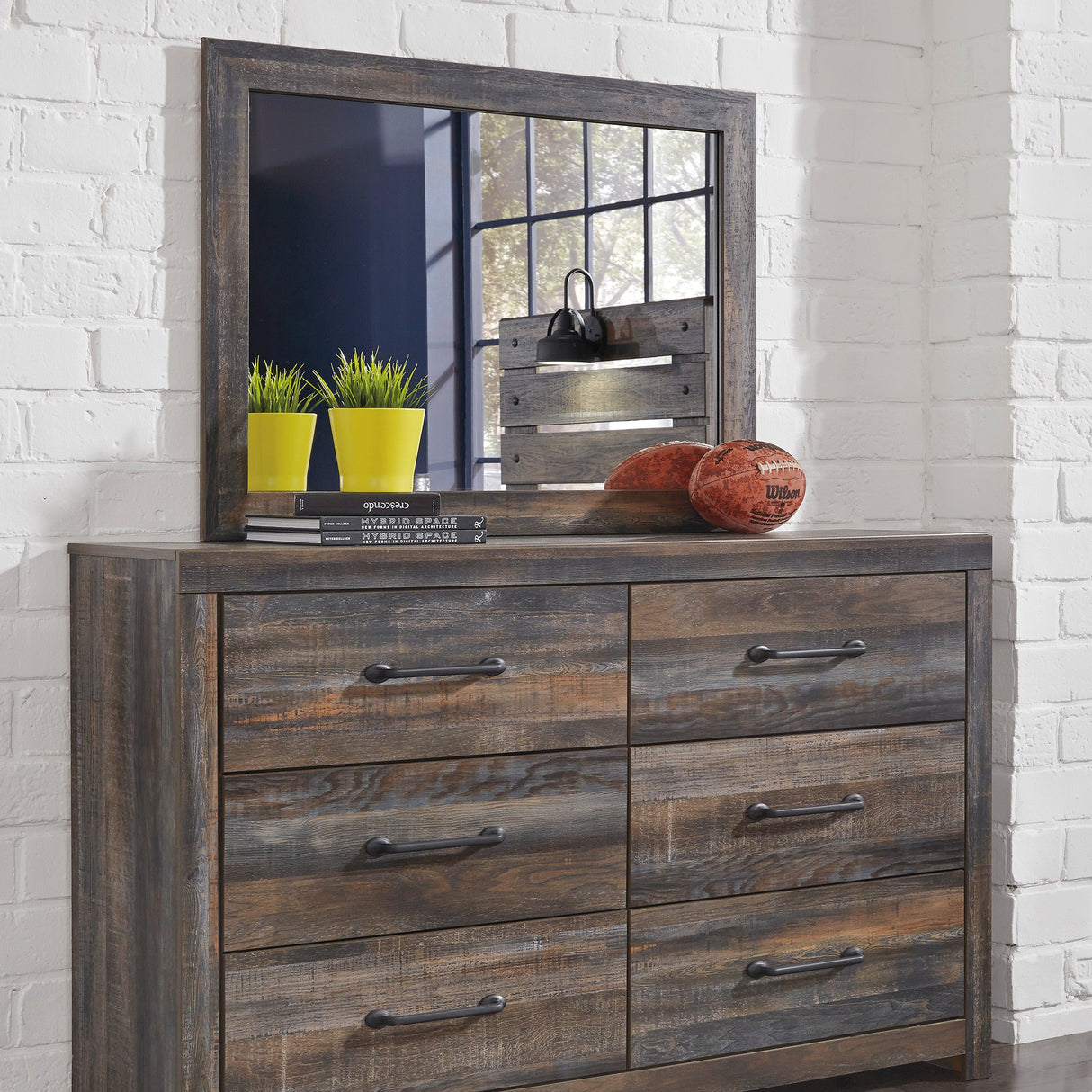 Miroir de bureau en bois/MDF multi gris - Drystan