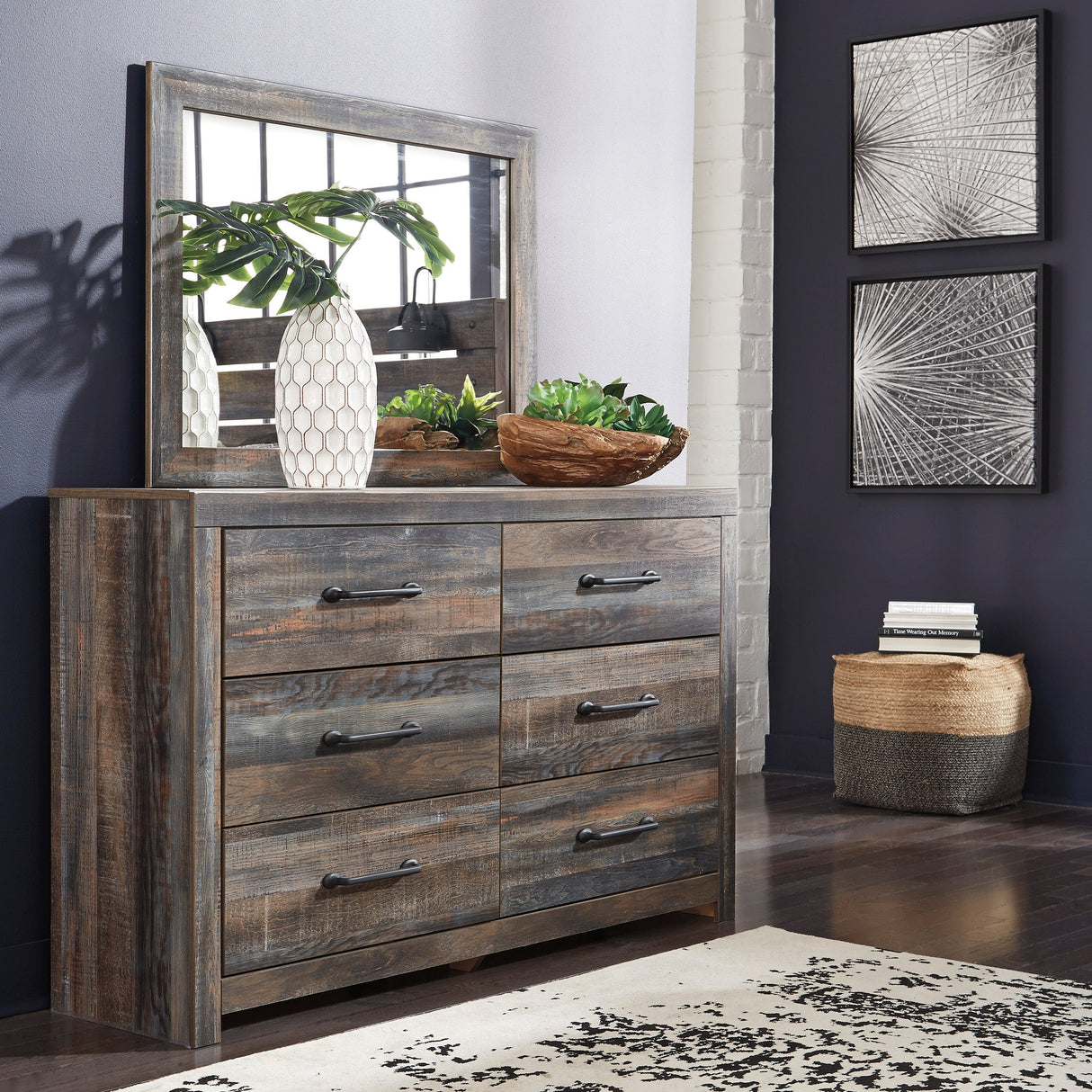 Miroir de bureau en bois/MDF multi gris - Drystan