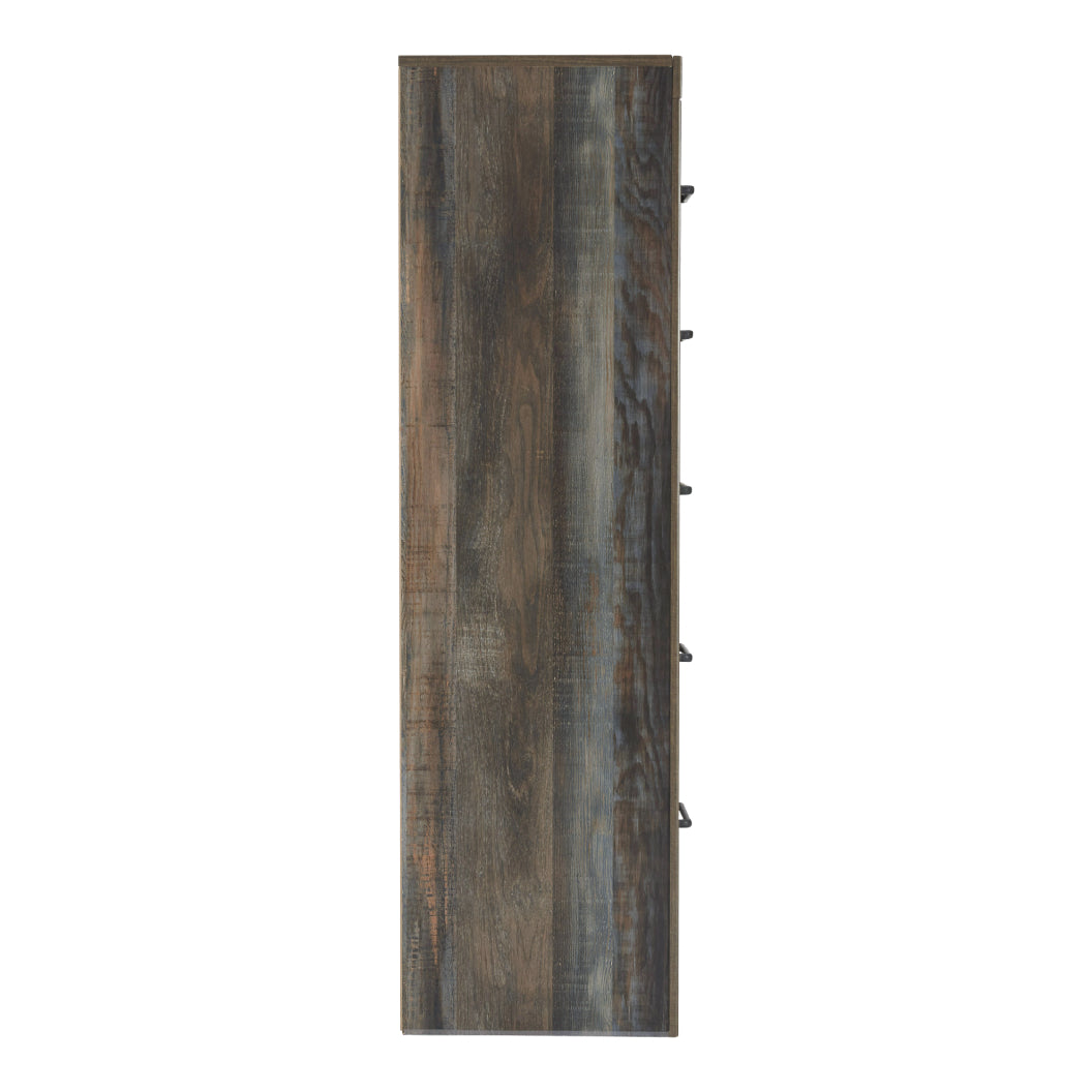 Commode à 5 tiroirs en bois et placage multi gris