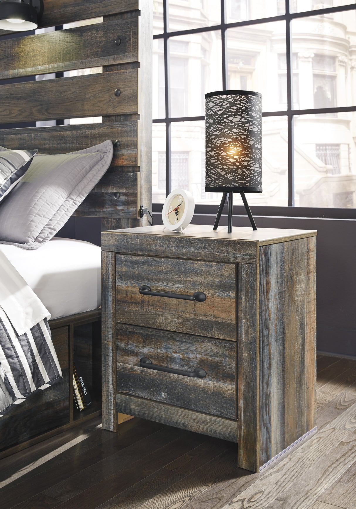 Table de chevet Gris en bois - Drystan