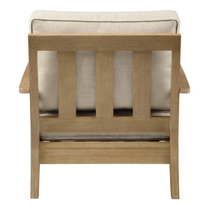 Fauteuil extérieur en tissu Nuvella beige pâle et en bois d'eucalyptus - Clare View