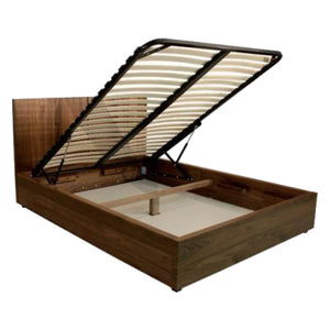 Lit complet en bois de noyer fumé avec rangement Grand lit - Ora