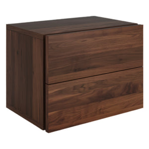 Table de chevet en bois de noyer fumé avec 2 tiroirs - Ora