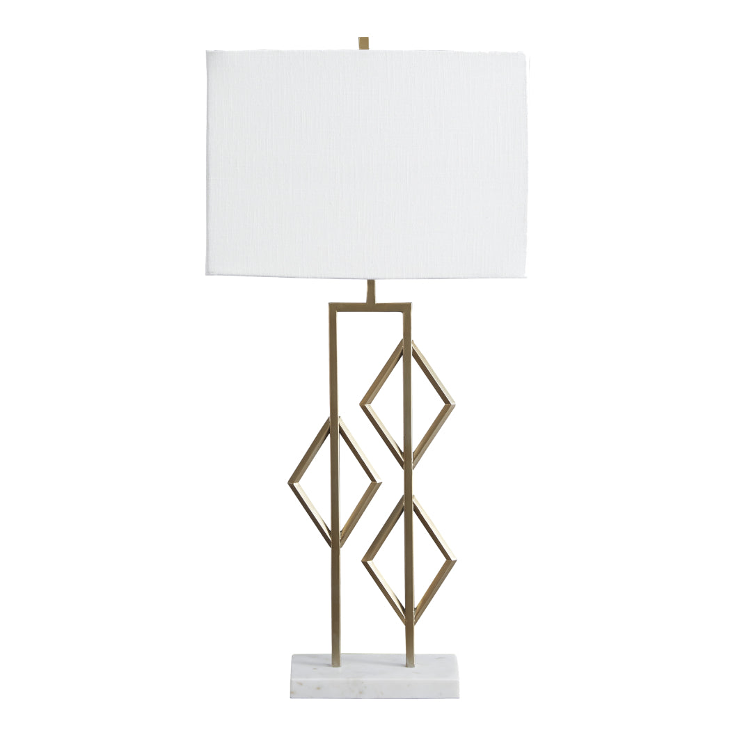 Lampe de table en métal doré et marbre blanc 35 po. - Edsel