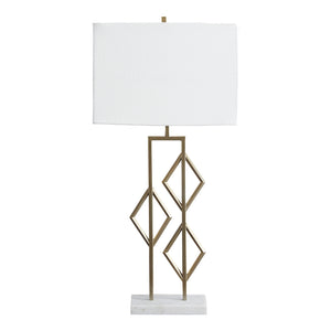 Lampe de table en métal doré et marbre blanc 35 po. - Edsel
