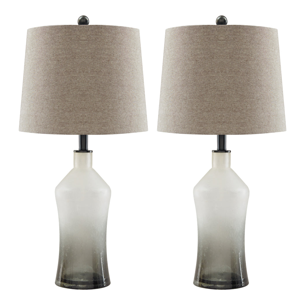 Ensemble de 2 lampes de tables en verre d'art gris dépoli 26 po. - Nollie
