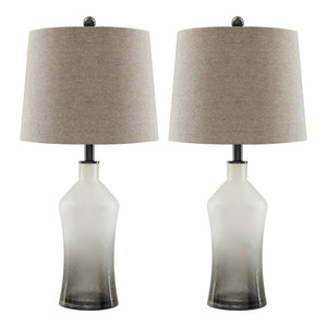Ensemble de 2 lampes de tables en verre d'art gris dépoli 26 po. - Nollie
