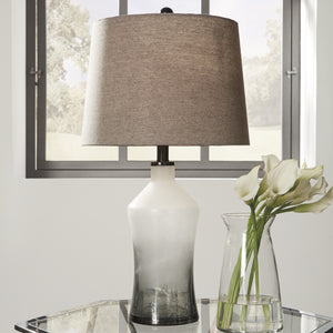 Ensemble de 2 lampes de tables en verre d'art gris dépoli 26 po. - Nollie