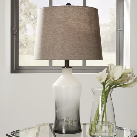 Ensemble de 2 lampes de tables en verre d'art gris dépoli 26 po. - Nollie