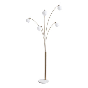 Lampe sur pied en métal doré et blanc 95 po Taliya