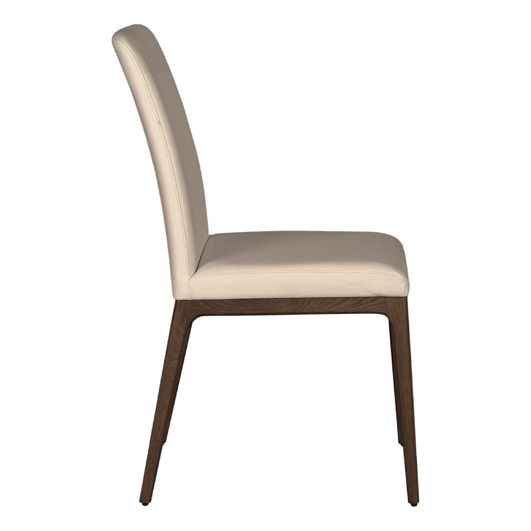 Chaise de salle à manger rembourrée en cuir avec base espresso - Lucia