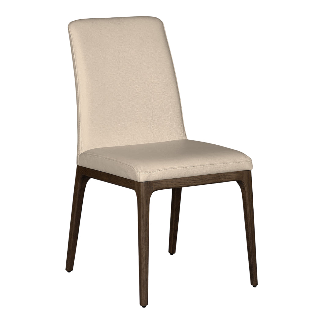 Chaise de salle à manger rembourrée en cuir avec base espresso - Lucia