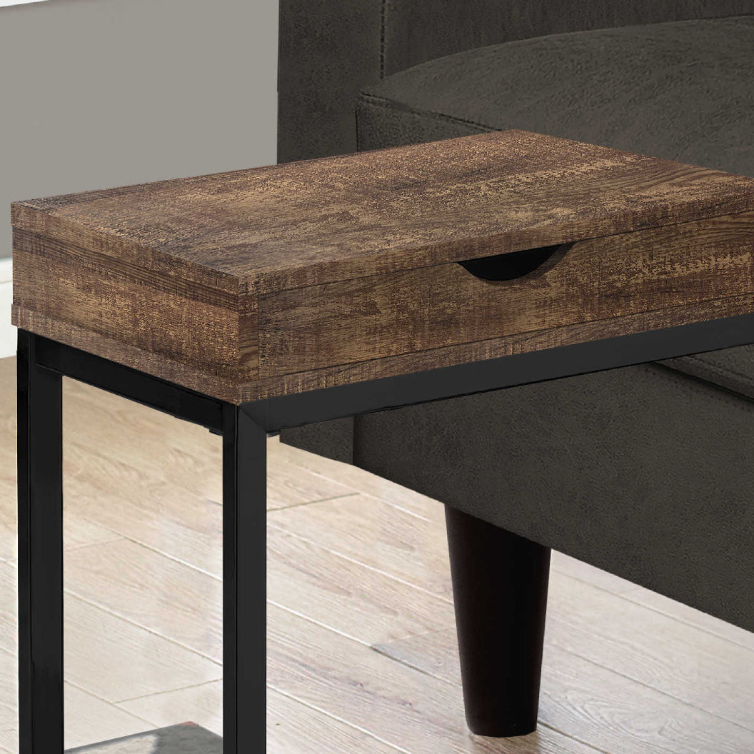 Table d'appoint en MDF/stratifié et métal noir avec 1 tiroir - I 3406-3407