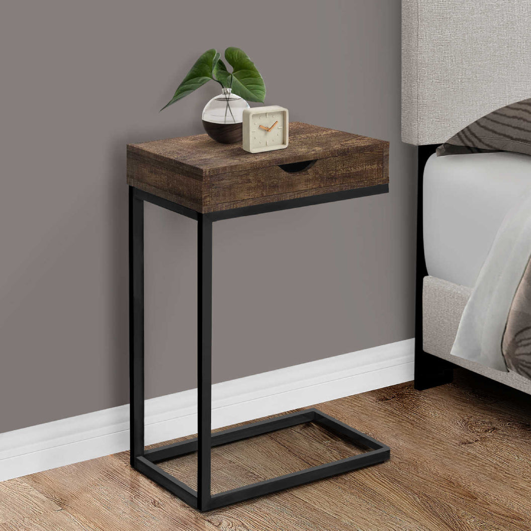 Table d'appoint en MDF/stratifié et métal noir avec 1 tiroir - I 3406-3407