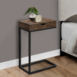 Table d'appoint en MDF/stratifié et métal noir avec 1 tiroir - I 3406-3407