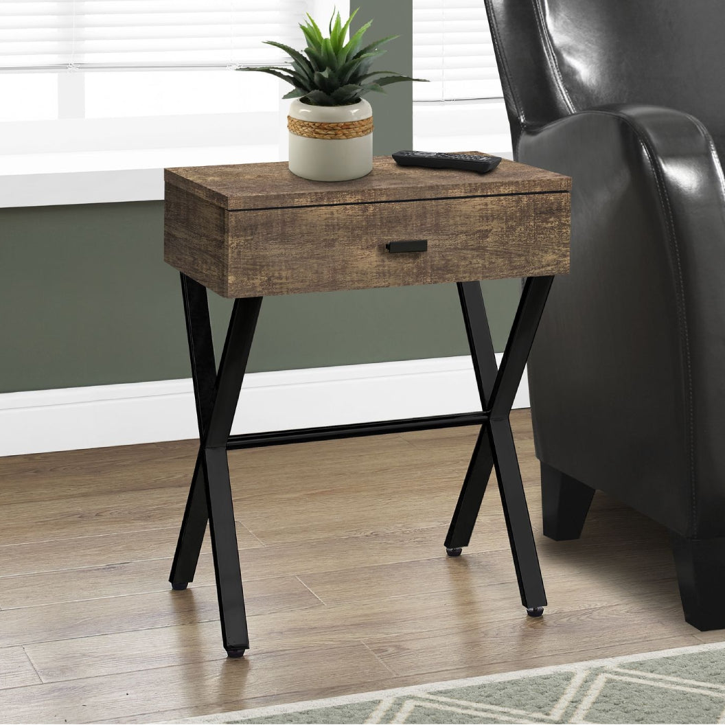 Table d'appoint en MDF/stratifié et métal chromé avec 1 tiroir - I 3262-3263-3265-3450