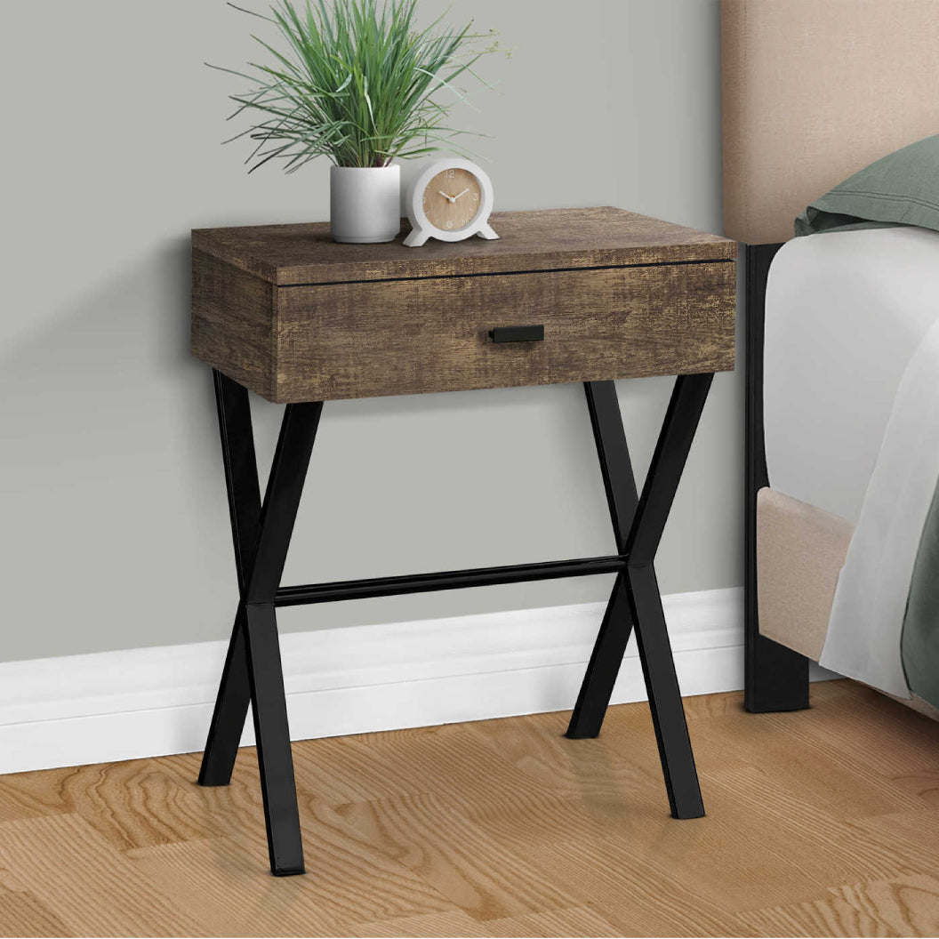 Table d'appoint en MDF/stratifié et métal chromé avec 1 tiroir - I 3262-3263-3265-3450