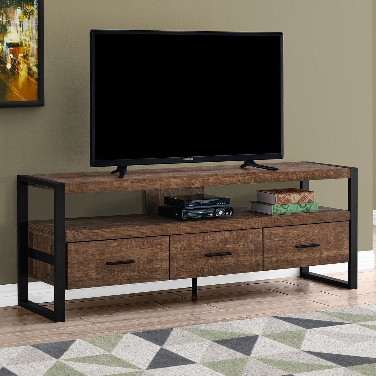 Meuble de télévision en stratifié faux bois à 3 tiroirs - I 2820-2821-2823