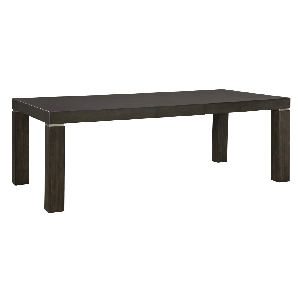 Table de salle à manger bois brune foncée rectangulaire extensible - Hyndell