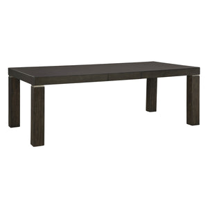 Table de salle à manger bois brune foncée rectangulaire extensible - Hyndell