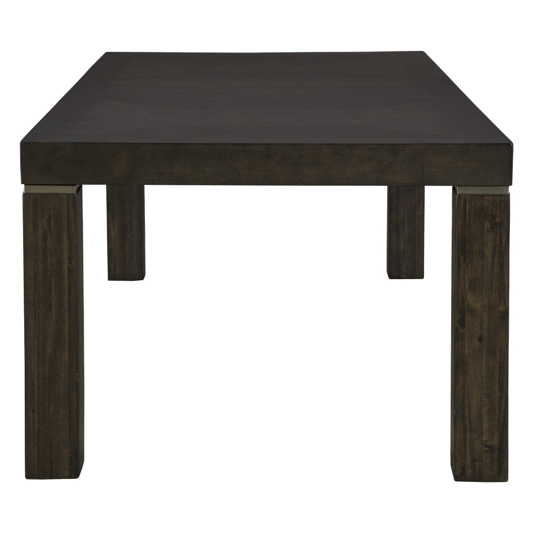Table de salle à manger bois brune foncée rectangulaire extensible - Hyndell