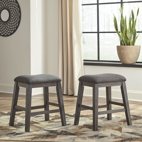 Ensemble de 2 tabourets de bar rembourrés et en bois gris - Caitbrook