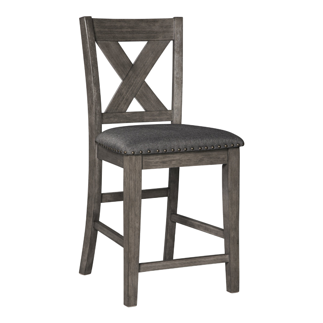 Ensemble de 2 tabourets de bar rembourrés et en bois gris - Caitbrook