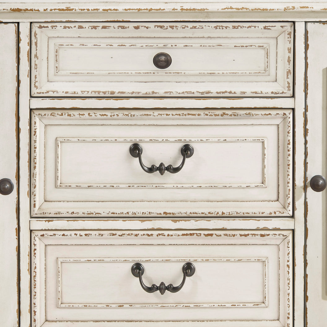 Buffet en bois/placage bicolore avec 2 portes et 3 tiroirs - Realyn