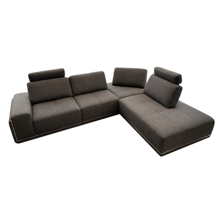 Sectionnel en tissu gris avec dossiers amovibles - KF.2606
