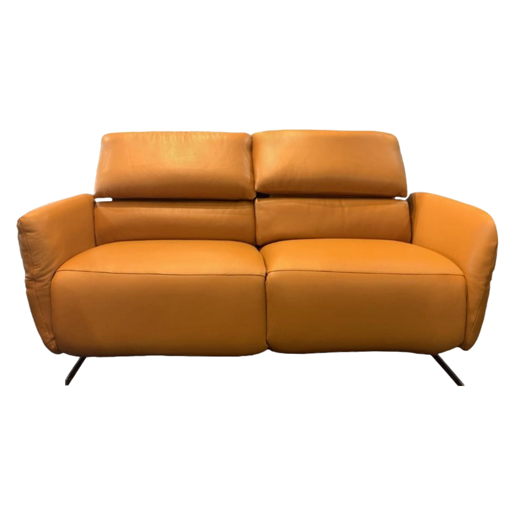 Sofa condo inclinable motorisé zéro gravité en cuir brun cognac - Mozart