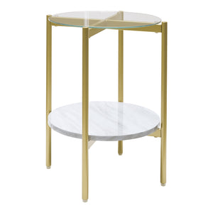 Table d'appoint en verre or et marbré - Wynora