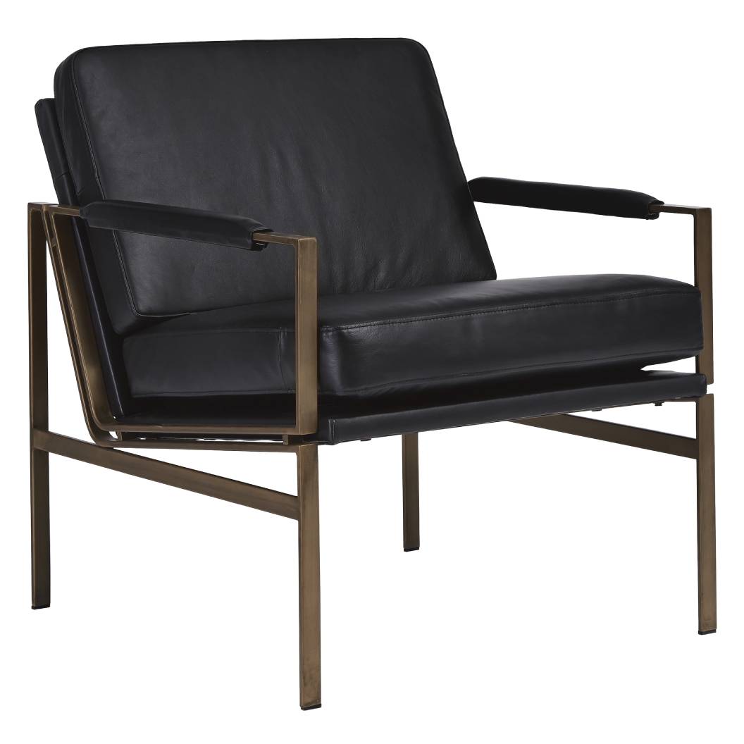 Chaise d'appoint noire cuir - Puckman
