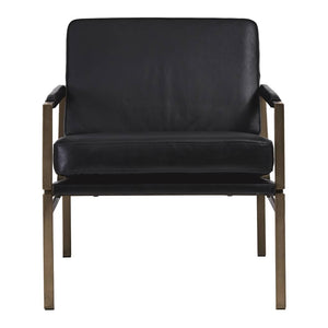 Chaise d'appoint noire cuir - Puckman