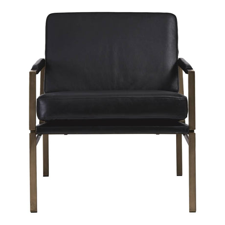 Chaise d'appoint noire cuir - Puckman
