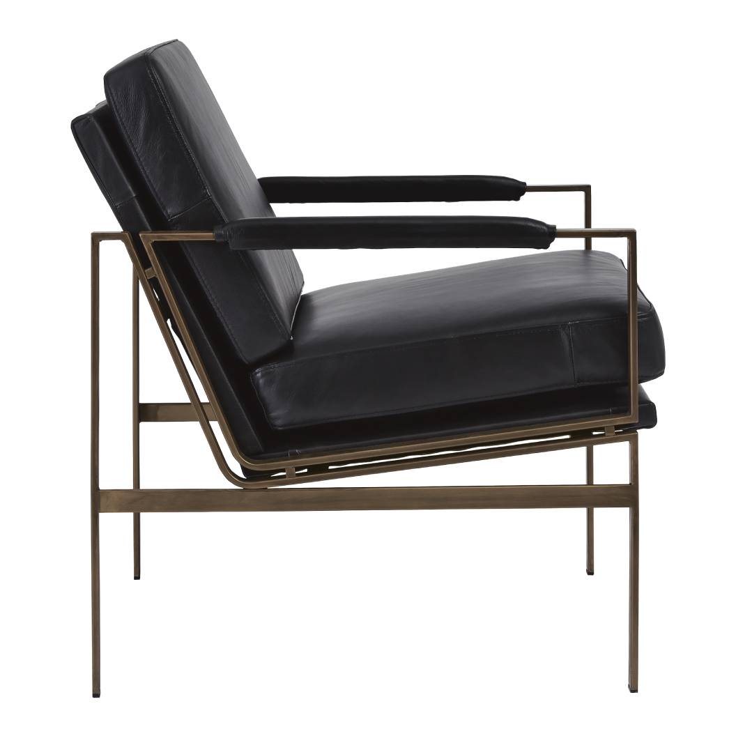 Chaise d'appoint noire cuir - Puckman