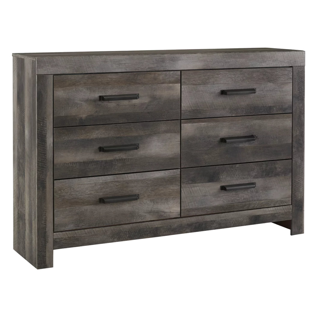 Bureau à 6 tiroirs en bois et placage gris - Wynnlow