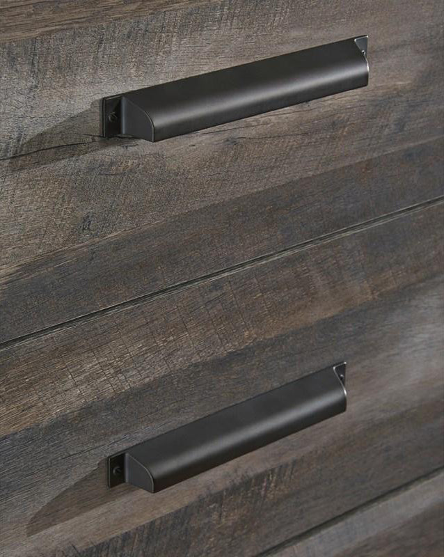 Commode à 5 tiroirs en bois et placage gris