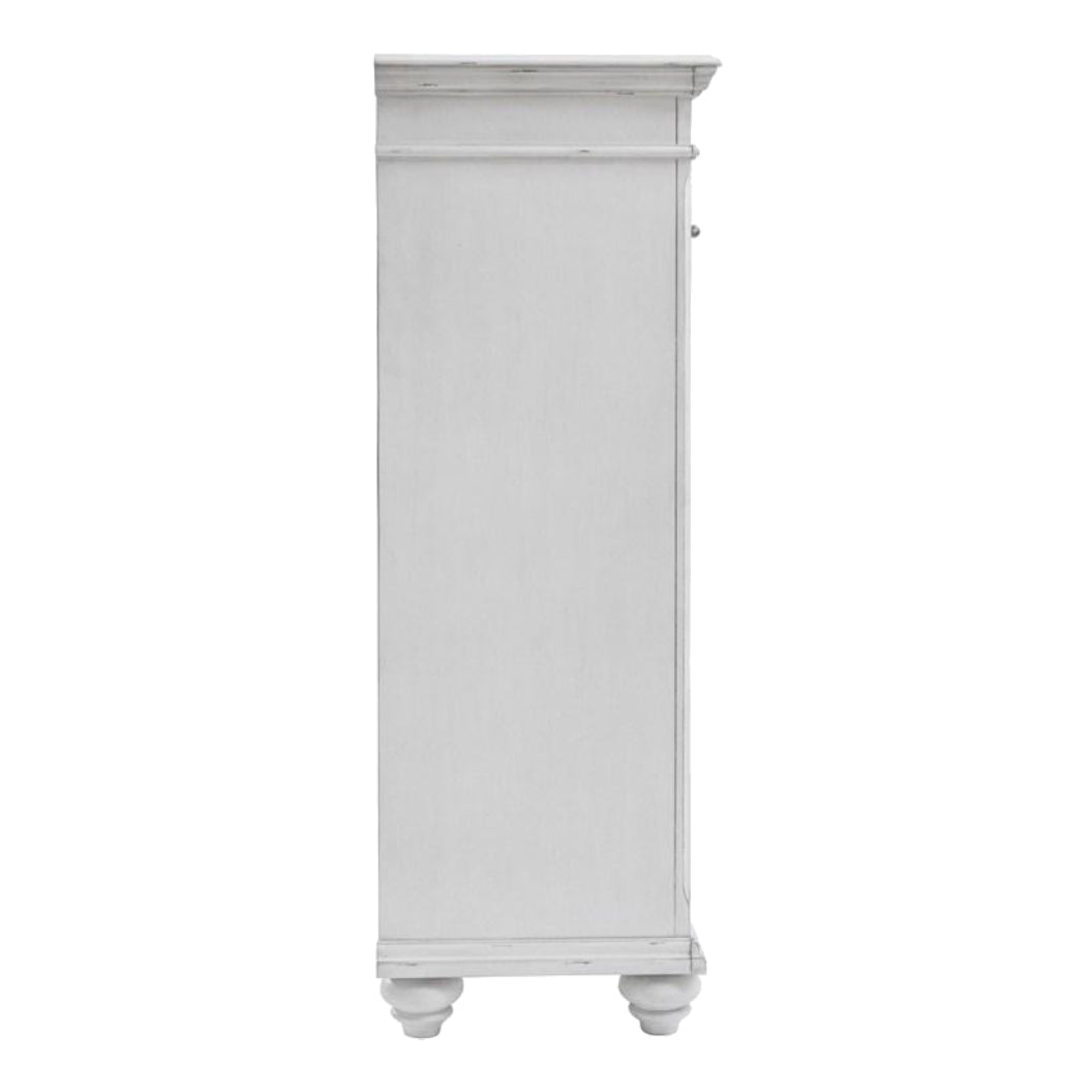 Commode à 7 tiroirs en bois et placage blanc