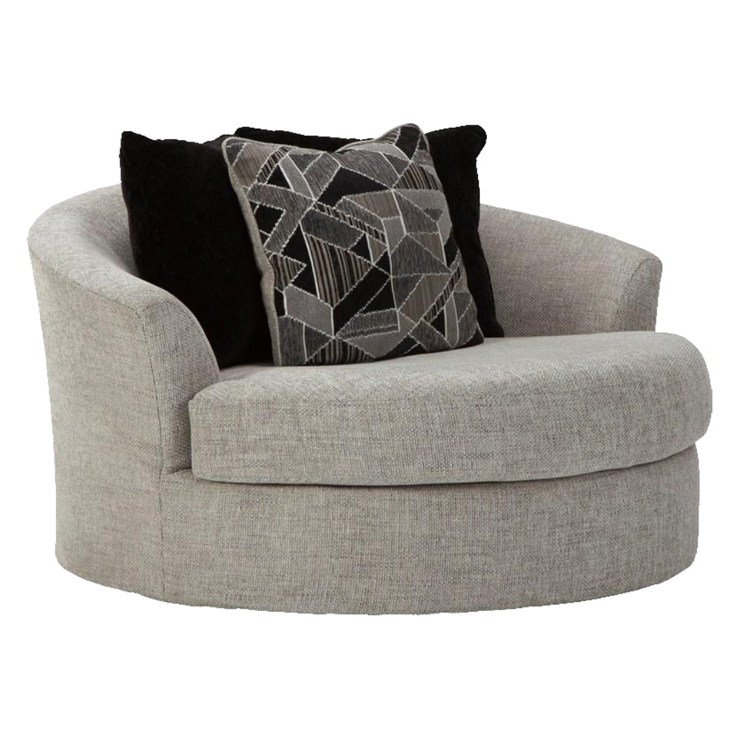 Fauteuil en tissu gris pâle surdimensionné pivotant - Megginson