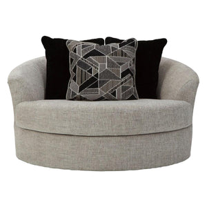Fauteuil en tissu gris pâle surdimensionné pivotant - Megginson