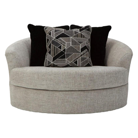 Fauteuil en tissu gris pâle surdimensionné pivotant - Megginson