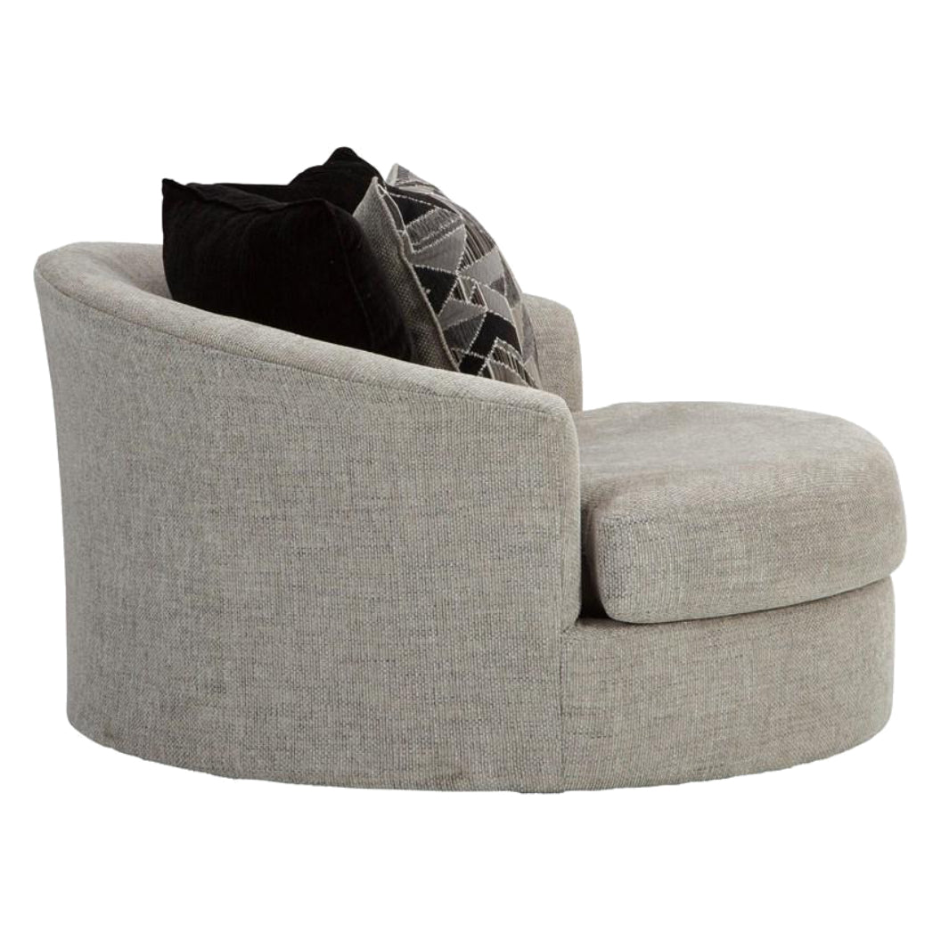Fauteuil en tissu gris pâle surdimensionné pivotant - Megginson