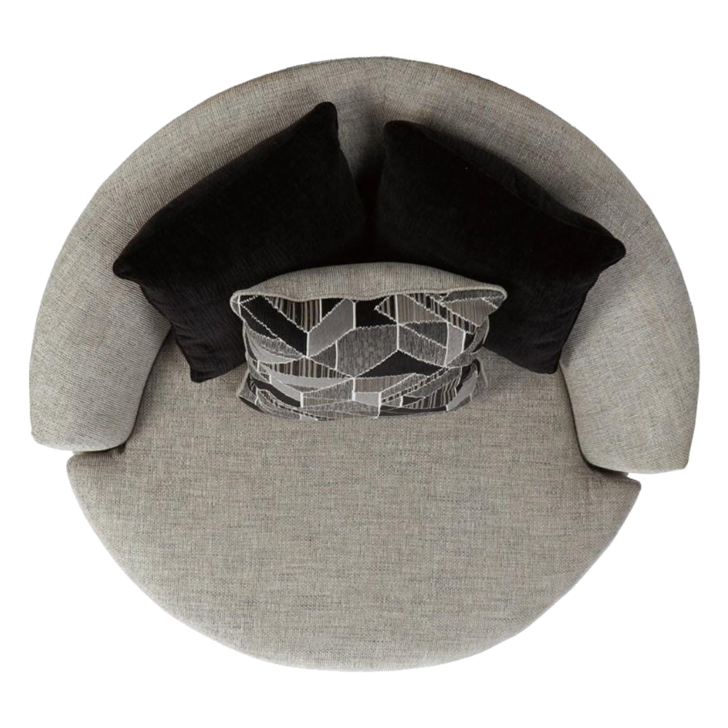Fauteuil en tissu gris pâle surdimensionné pivotant - Megginson