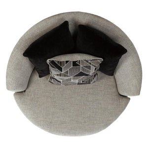 Fauteuil en tissu gris pâle surdimensionné pivotant - Megginson