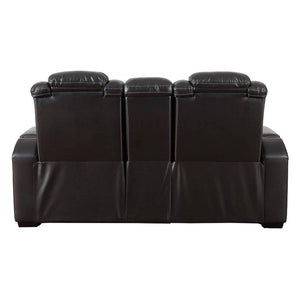 Causeuse aspect cuir noir motorisée avec console - Party Time
