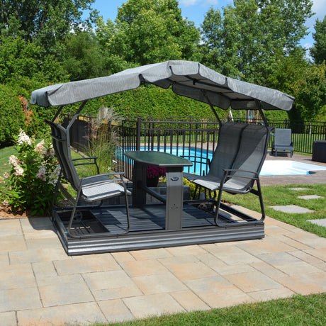 Balançoire sur roues 4 places en tissu avec une structure en aluminium - Kaza