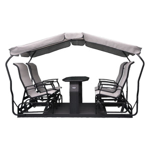 Balançoire indépendante 4 chaises en tissu avec une structure en aluminium - Kaza