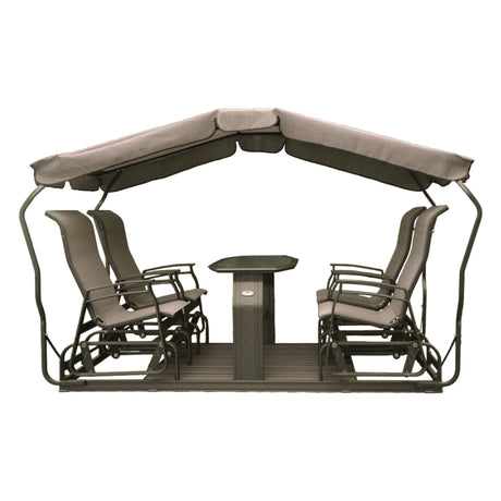 Balançoire indépendante 4 chaises en tissu avec une structure en aluminium - Kaza