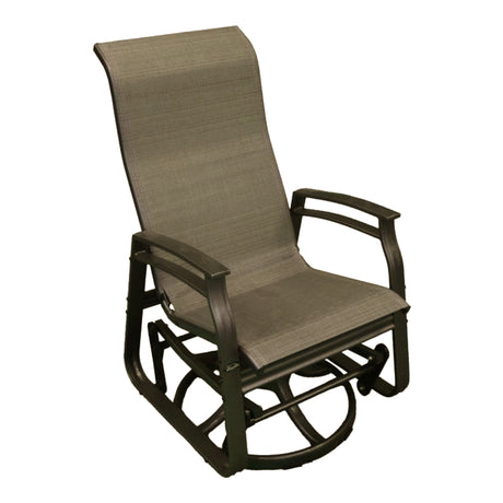 Chaise extérieure berçante et pivotante en tissu avec une structure en aluminium - Kaza