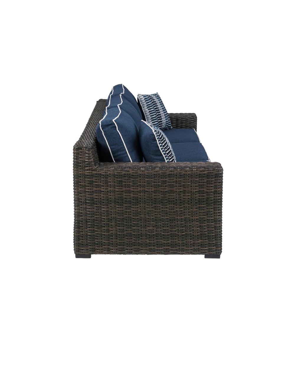 Sofa extérieur  bleu marin tissu, osier en résine - Grasson Lane